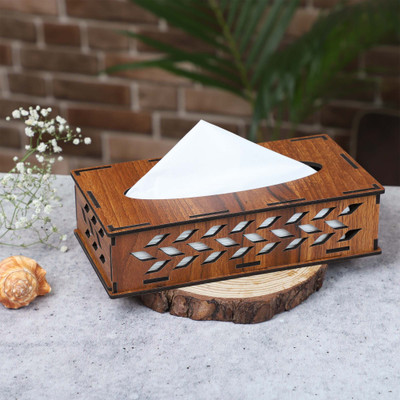 primecode 1 Compartments Wooden Tissue Stand(Wooden)