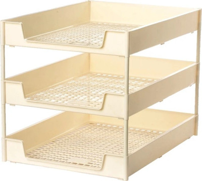 Soni Officemate 3 Compartments Plastic office tray(Beige)