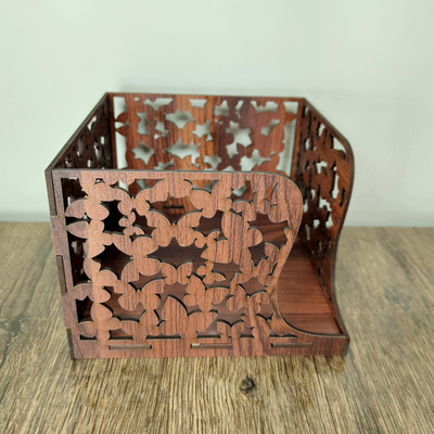 DSticker 1 Compartments Wood Napkin Holder(Brown)