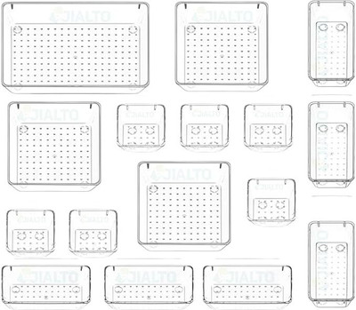 ExeQianming 16 Compartments Plastic Drawer For Office Supply, Makeup Storage, Kitchen Essential, Bathroom Organizer(Clear)