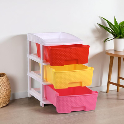 HOMESTIC by Kuber Industries 3 Compartments Plastic Storage Racks(Multicolor)