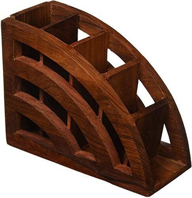 pinjowood 5 Compartments wooden Wooden Wooden Remote Stand for Living Room | Remote Holder(Brown)