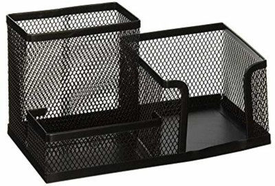 SUKHAD 3 Compartments METAL DESK ORGANISER(Black)