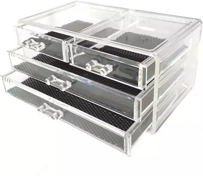 BLAPOXE Transparent Acrylic 4 Drawer Cosmetic Organizer Drawer Makeup Case Storage Display Box Vanity Box(Transparent)