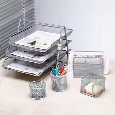 HOMESTIC by Kuber Industries 5 Compartments Iron desk_organizer(Silver)