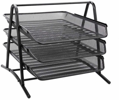 AQUABUCKET 3 Compartments metal file rack(Black)
