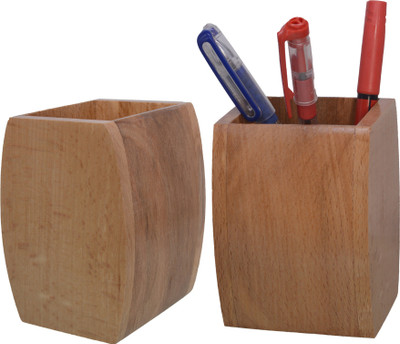 JMALL 1 Compartments Wood Pen Stand(Brown)