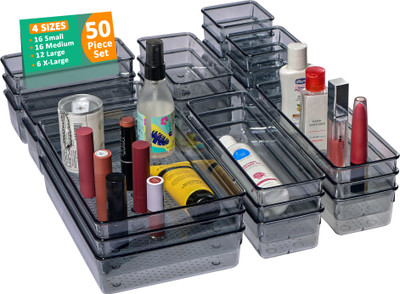 KUBER INDUSTRIES 50 Compartments Acrylic Desk Organiser(Black)