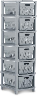 Pinkwhale 6 Compartments Plastic Modular Drawer(Grey)