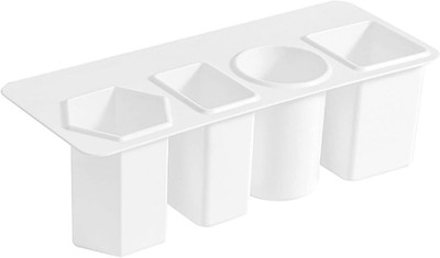 Aryamurti 4 Compartments ABS Plastic Desktop Pen Holder(White)