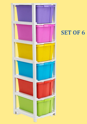Pinkwhale 6 Compartments Plastic Modular Drawer(Multicolor)