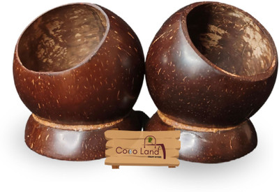 Coco Land 1 Compartments Coconut Shell Coconut Shell Pen Holder (Pack of 2) Desk Organizer /Pencil Holder /Knife Holder(Brown)