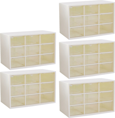 KUBER INDUSTRIES 9 Compartments PP Desk Organizer(White)