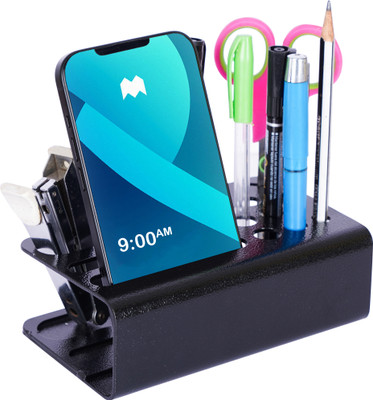 Naitik Creation 1 Compartments Metal Stationary Stand(Black)
