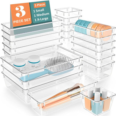 JD FRESH 3 Compartments Plastic Drawer Container(Transparent)