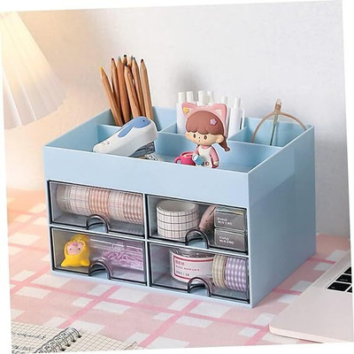 K.B.SALES 4 Compartments Plastic Brushed(Sky-blue)