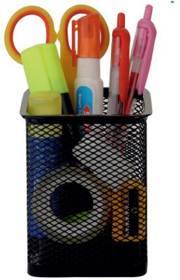 KHYATI 1 Compartments Metal Pen Stand(Black)