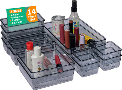 KUBER INDUSTRIES 14 Compartments Acrylic Desk Organiser(Black)
