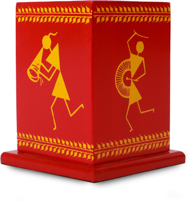 Tzafrir 1 Compartments Wooden Pen Holder(Red)