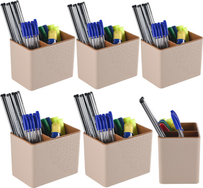 KUBER INDUSTRIES 18 Compartments Plastic Stationary Organizer(Brown)