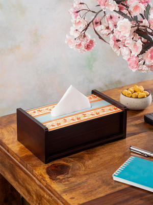 KOLOROBIA 1 Compartments Wooden Tissue Holder(Multicolor)