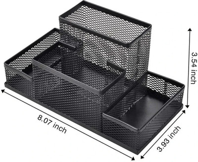 MULTIPLE HUB 4 Compartments Metal Desk Organizer(Black)