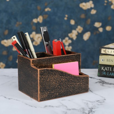 TEJAS CRAFT 3 Compartments MDF Desk Organizer(Brown)