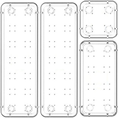 Zeinwap 4 Compartments Acrylic 2 Long 1 Medium 1 Small Tray(Clear)