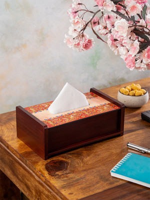 KOLOROBIA 1 Compartments Wooden Tissue Holder(Multicolor)