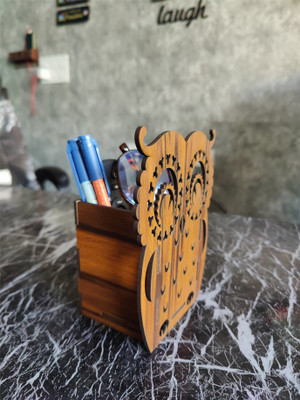 Brothers Creation 3 Compartments Wooden Desk Organizers(Brown)