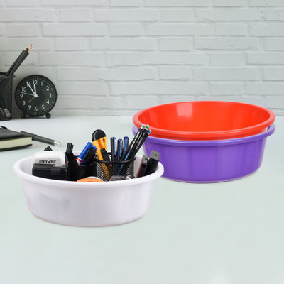 Aaarsh Stores 1 Compartments Plastic Desk Organizer(Purple & Red & White)