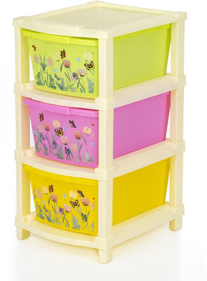 Pinkwhale 3 Compartments Plastic Printed Modular Drawer(Multicolor)