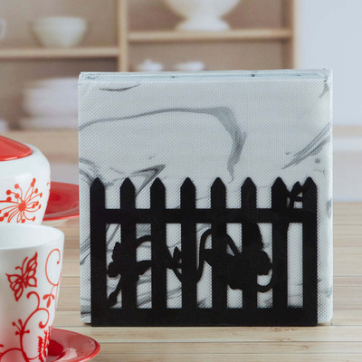 Kookee 1 Compartments Metal Tissue Paper Holder(Black)