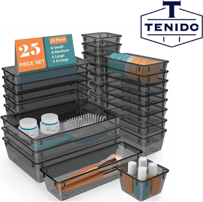 TENIDO 25 Compartments Plastic Drawer organizers/ Dressing Table Organizer & Make up Organizer(Gray)
