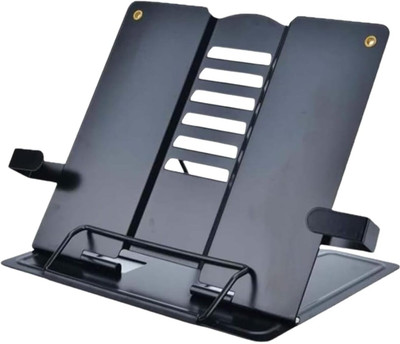 SHIVIT 1 Compartments Portable Metal Heavy Duty Book Holder Adjustable Foldable Desktop Book Organizer(Black)