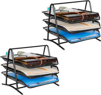 Goodwill Tech 3 Compartments Metal Desk Organizer(Black)