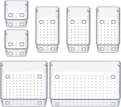 Kepzell 7 Compartments Plastic cosmetics holder(Clear)