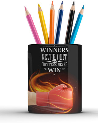 JAI SHRI 1 Compartments Ceramic Pen Stand(Black)