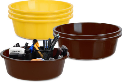 Aaarsh Stores 1 Compartments Plastic Desk Organizer(Yellow, Brown)