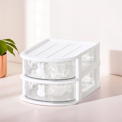 KUBER INDUSTRIES 2 Compartments PP Desk Organizer(White)