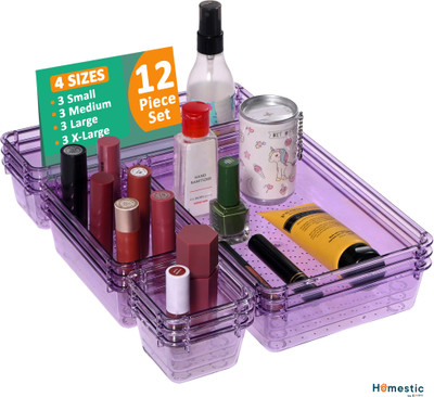 HOMESTIC 12 Compartments Acrylic Drawer Organizer(Purple)