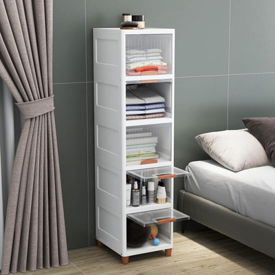 EDENGLOW 5 Compartments Plastic 5-Door 5-Shelf Organizer Foldable Drawer(White)