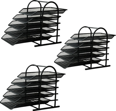 VeleSolv 5 Compartments Metal File Organizer(Black)