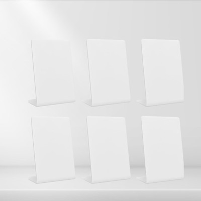 CPI 6 Compartments Acrylic 4x6 inch Acrylic QR Stand for Shop, Salon, Cafe, Clinic Counter (Pack of 6)(White)