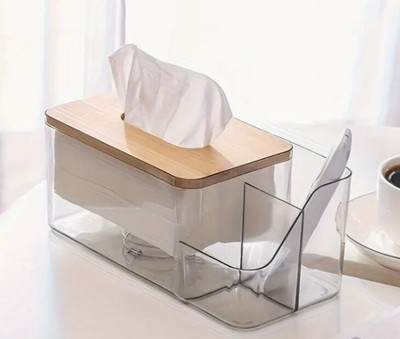 PAUL SONS 3 Compartments Glass Tissues Holder(Black)