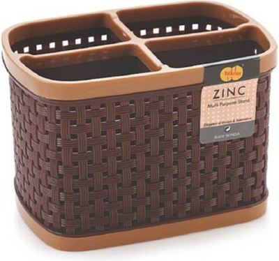 JAI SHRI 4 Compartments plastic Compartments Pen stand(Brown)
