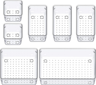 Silvestara 7 Compartments plastic makeup holder(transparent)