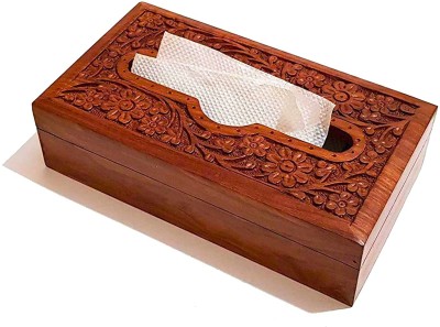 UniqueKrafts 1 Compartments Wooden Tissue Holder Box(Brown)