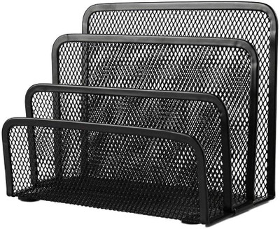 LEKORED 3 Compartments Metal File Rack(Black)