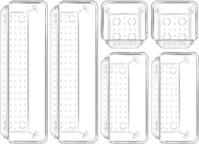 Eopzo 6 Compartments Plastic Drawer Organizer(Transparent)